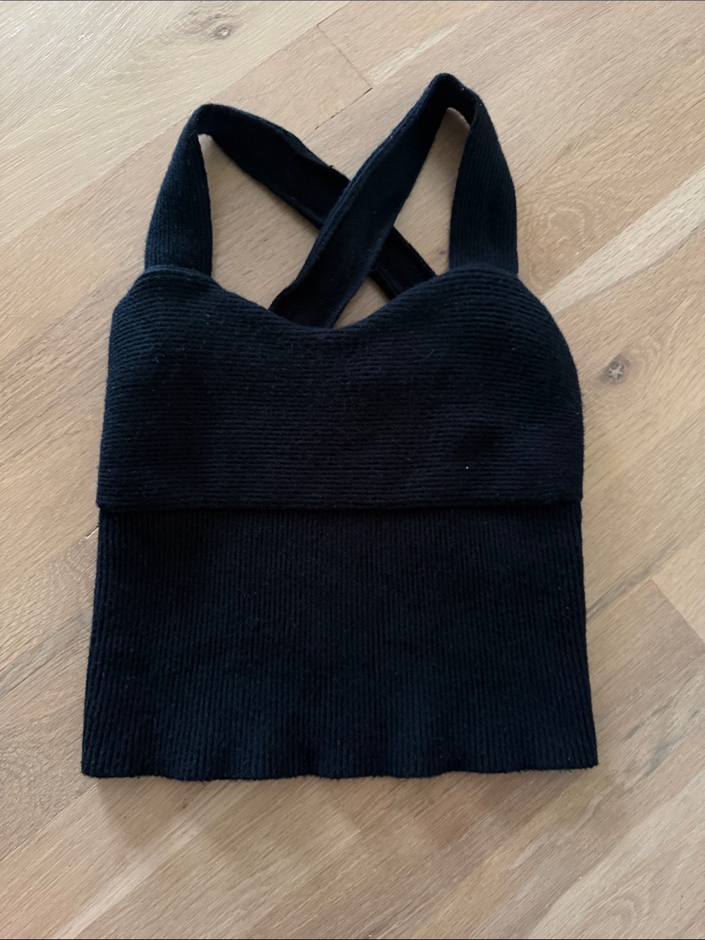 Abercrombie & Fitch Black Ribbed Crossback Tank Top